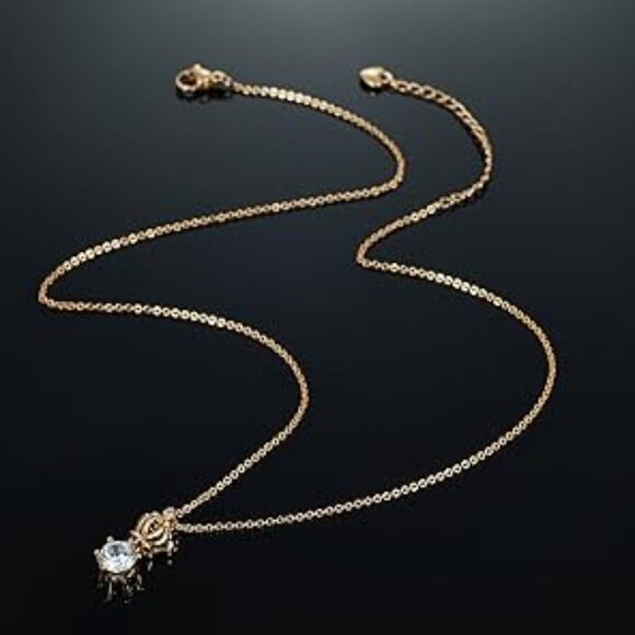 Neiman Marcus 18K Gold Plated Crown CZ Necklace - Picture 3 of 4